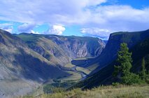 Долина реки Терскол и ледник Большой Азау.